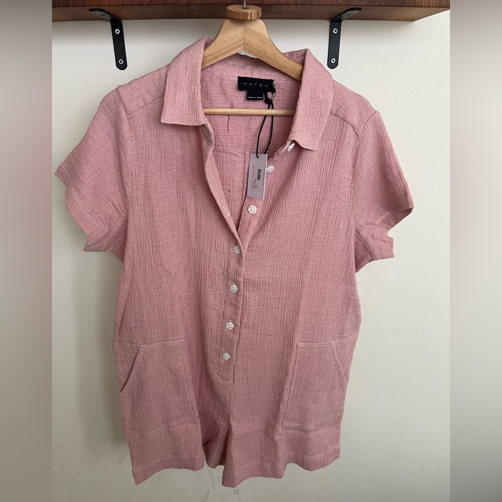 Hatch Lenora jumpsuit pink/white size 2 NWT - Picture 3 of 6